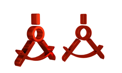 Red Drawing compass icon isolated on transparent background. Compasses sign. Drawing and educational tools. Geometric instrument.