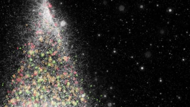 Happy new year 2024 motion animation. Abstract motion background shining colorful particles. New year and Christmas 2024, 2023 background. Seamless 4K loop video.