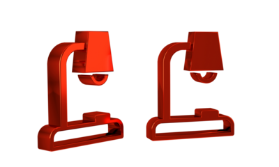 Red Table lamp icon isolated on transparent background.