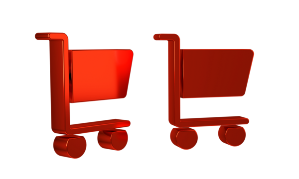 Red Shopping cart icon isolated on transparent background. Online buying concept. Delivery service sign. Supermarket basket symbol.