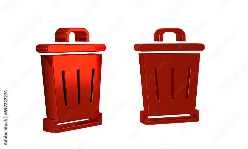 Poster red trash can icon isolated on transparent background. garbage bin sign. recycle basket icon. office