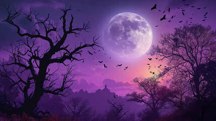 Sale background halloween big moon violet 