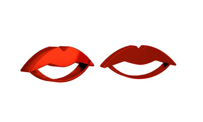 Red Smiling lips icon isolated on transparent background. Smile symbol.