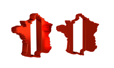 Red Map of France icon isolated on transparent background.