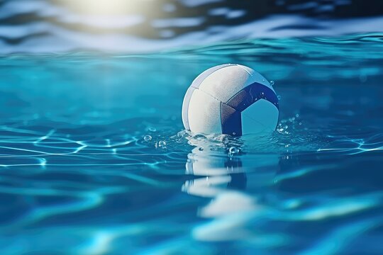 A water polo ball on the surface of the pool