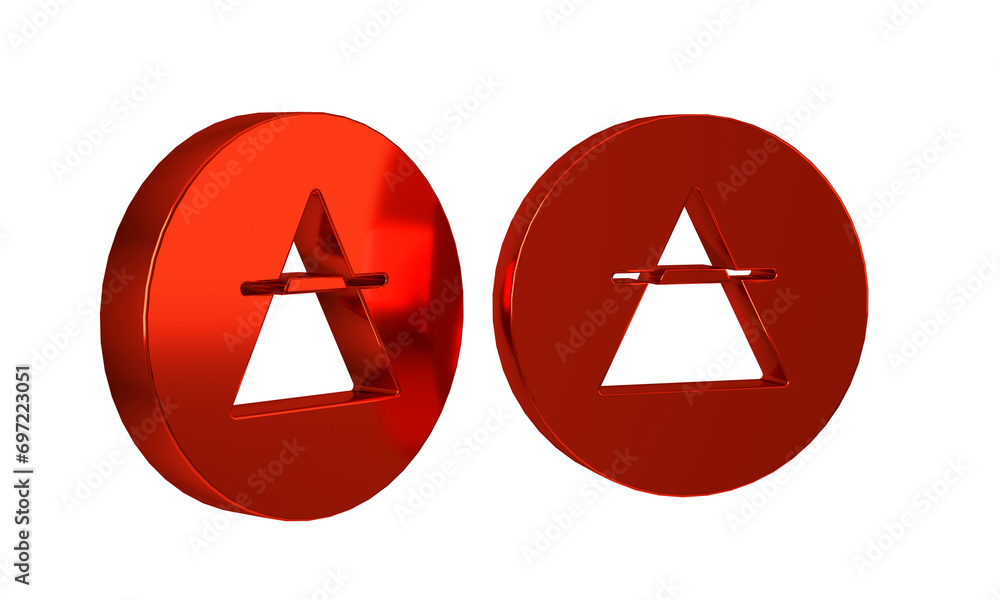Poster red air element of the symbol alchemy icon isolated on transparent background. basic mystic elements