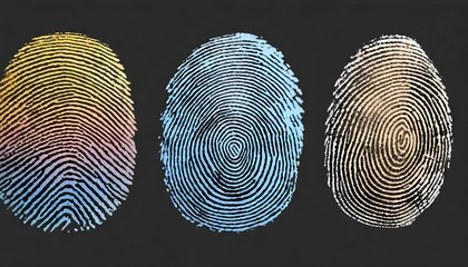 Fotobehang fingerprint or thumbprint set isolated © William