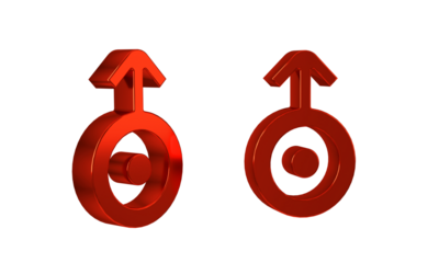 Red Ancient astrological symbol of Uranus icon isolated on transparent background. Astrology planet. Zodiac and astrology sign.