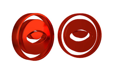 Red Medallion with eye icon isolated on transparent background. Magic amulet with eye.
