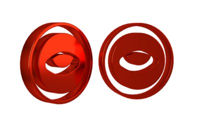 Red Medallion with eye icon isolated on transparent background. Magic amulet with eye.