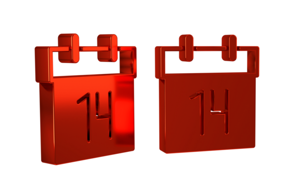 Red Calendar icon isolated on transparent background. Event reminder symbol.