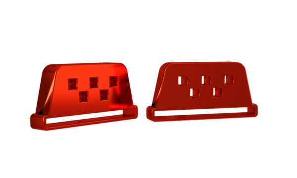 Red Taxi car roof icon isolated on transparent background.