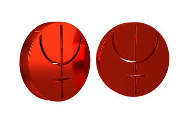 Red Neptune planet symbol icon isolated on transparent background. Astrology, numerology,...