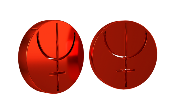 Red Neptune planet symbol icon isolated on transparent background. Astrology, numerology, horoscope, astronomy. - Powered by Adobe