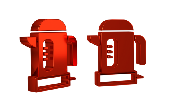 Red Electric kettle icon isolated on transparent background. Teapot icon.