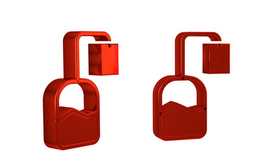 Red Tea bag icon isolated on transparent background.