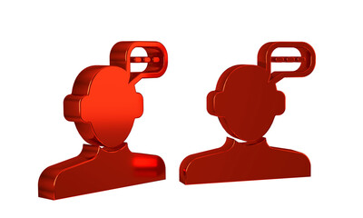 Red Online psychological counseling distance icon isolated on transparent background. Psychotherapy, psychological help, psychiatrist online consulting.