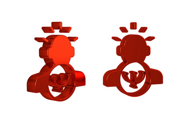 Red Psychology icon isolated on transparent background. Psi symbol. Mental health concept,...