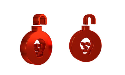 Red Nuclear bomb icon isolated on transparent background. Rocket bomb flies down.