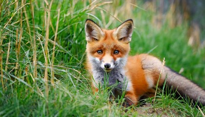 red fox in the grass