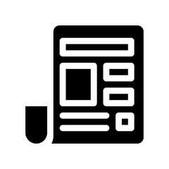 Fototapeta premium newspaper glyph icon