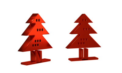 Red Tree icon isolated on transparent background. Forest symbol.