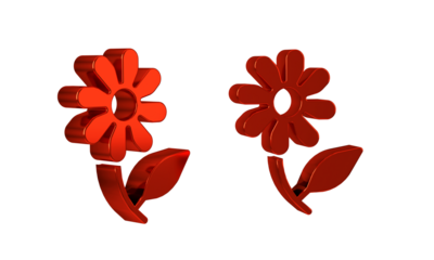 Red Flower icon isolated on transparent background. Sweet natural food.