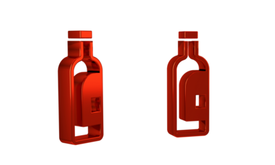 Red Bottle of wine icon isolated on transparent background.
