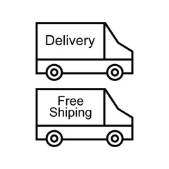 Delivery truck line icon, concept sign, outline vector illustration, linear symbol. Car for trading and sending packages, Big box truck delivery icon symbol