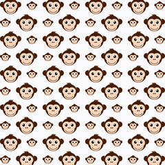 Monkey head vector seamless repeating pattern illustration background