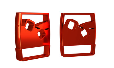 Red Glass of whiskey with ice cubes icon isolated on transparent background.