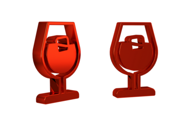 Red Wine glass icon isolated on transparent background. Wineglass sign.