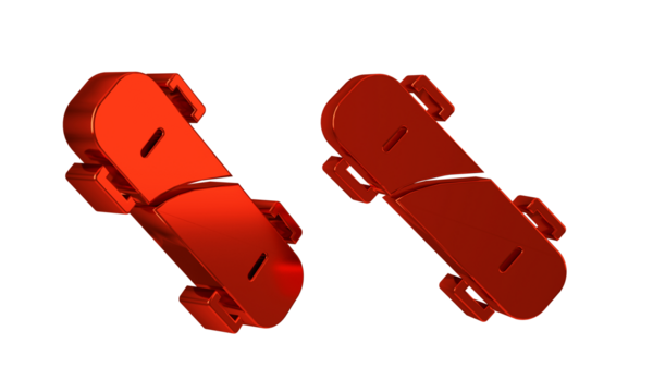Red Skateboard icon isolated on transparent background. Extreme sport. Sport equipment.