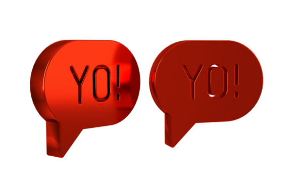 Red Yo slang lettering icon isolated on transparent background. Greeting words. - Powered by Adobe