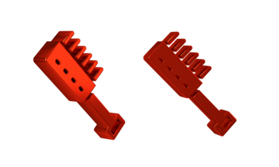 Red Sauna brush icon isolated on transparent background. Wooden brush with coarse bristles for washing in the bath. Anti cellulite massage.