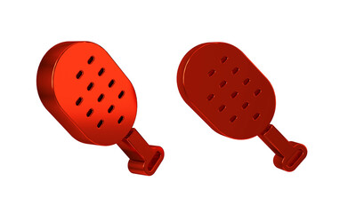Red Sauna brush icon isolated on transparent background. Wooden brush with coarse bristles for washing in the bath. Anti cellulite massage.