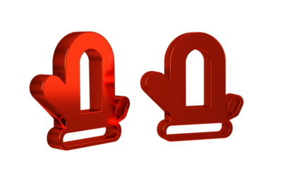 Red Sauna mitten icon isolated on transparent background. Mitten for spa.