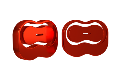 Red Bar of soap icon isolated on transparent background. Soap bar with bubbles.