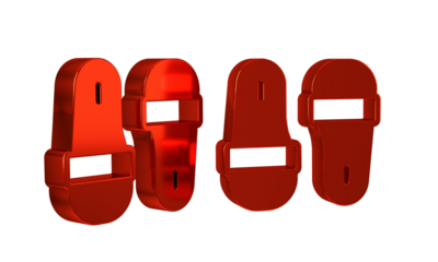Red Sauna slippers icon isolated on transparent background.