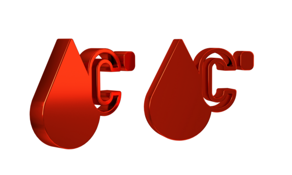 Red Water temperature icon isolated on transparent background.