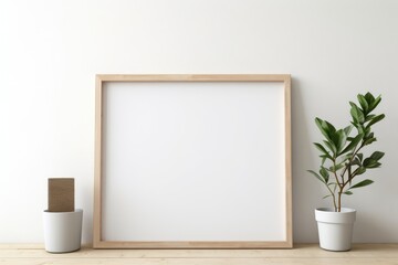 Fototapeta na wymiar Blank Canvas Inspiration: Mockup for Wood Painting Frame with White Background - Create a Conceptual Interior Decor Display, Adding Artistic Style to Your Home with Neutral Colors.