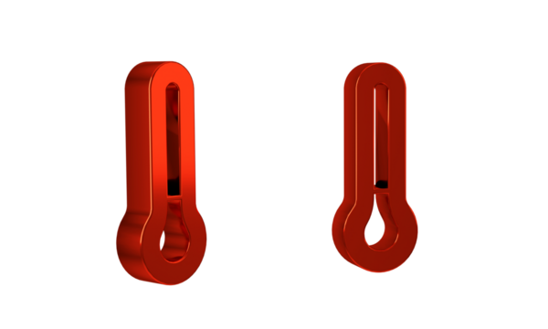 Red Meteorology thermometer measuring icon isolated on transparent background. Thermometer equipment showing hot or cold weather.