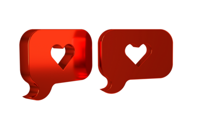 Red Heart in speech bubble icon isolated on transparent background. Happy Valentines day.