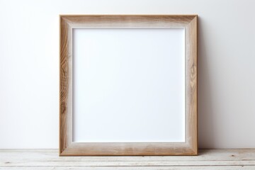 Fototapeta premium Blank Canvas Inspiration: Mockup for Wood Painting Frame with White Background - Create a Conceptual Interior Decor Display, Adding Artistic Style to Your Home with Neutral Colors.