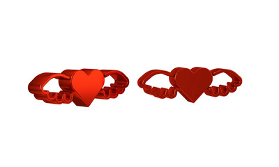 Red Heart with wings icon isolated on transparent background. Love symbol. Happy Valentines day.