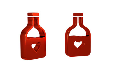 Red Bottle with love potion icon isolated on transparent background. Happy Valentines day.