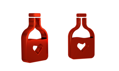 Red Bottle with love potion icon isolated on transparent background. Happy Valentines day.