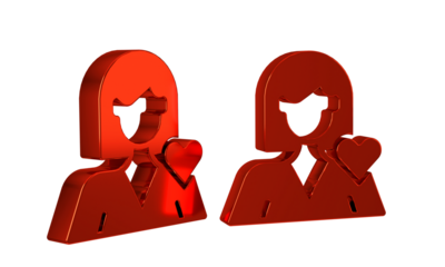 Red Romantic girl icon isolated on transparent background. Happy Valentines day.