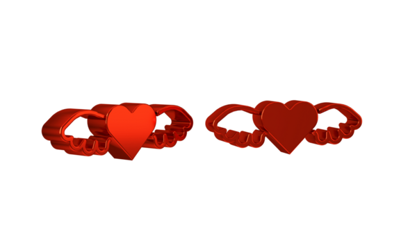 Red Heart with wings icon isolated on transparent background. Love symbol. Happy Valentines day.