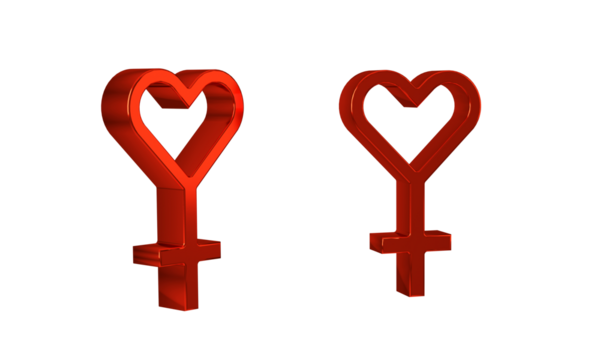 Red Female gender symbol icon isolated on transparent background. Venus symbol. The symbol for a female organism or woman.